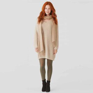 PEACH LOVE Women's Ribbed Sweater Dress XL Acrylic Nylon Spandex Cream Winter